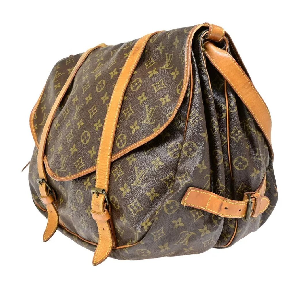 LOUIS VUITTON Logo Saumur 43 Shoulder Bag Monogram Leather Brown M42252 87YE479 - Picture 2 of 14
